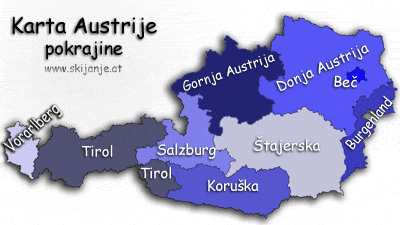 austrija karta Skijanje u Tirolu,Skijališta u Tirolu,Smještaj u Tirolu austrija karta